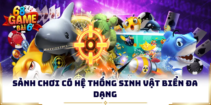Sảnh chơi có hệ thống sinh vật biển đa dạng